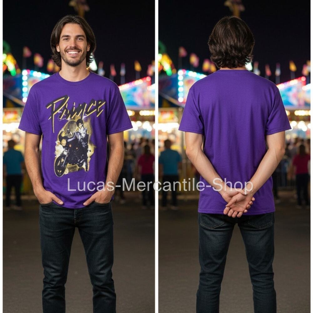 Prince Estate Purple Graphic T-Shirt Men's Large 42-44 Short Sleeve